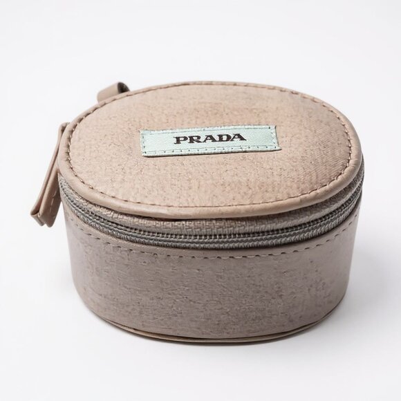 Prada Luxury Oval Jewelry Case Soft Blush Polyester Zippered Storage Box - Picture 1 of 5